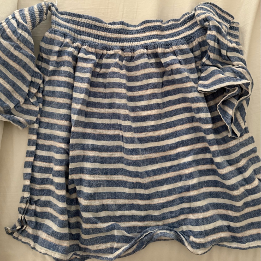 Rails Blue and White Striped Top